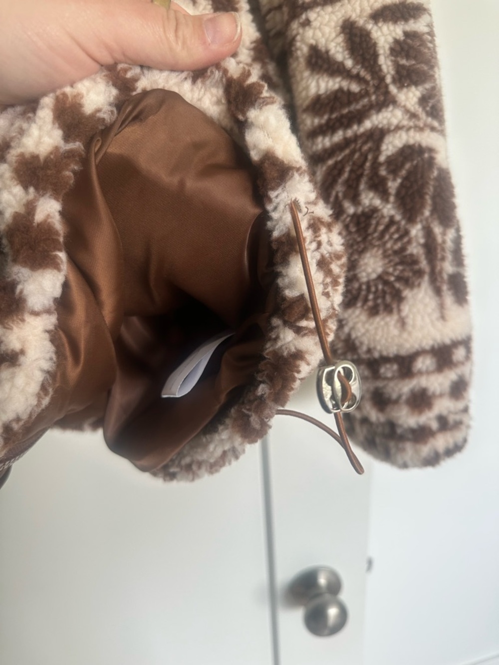 Cider Brown & Cream Floral Teddy Jacket - Picture 3 of 5